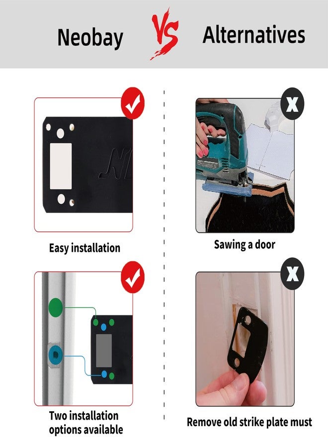 Neobay Cat Door Latch, Door Prop for Cats Keep Dogs Out of Cat Feeding Station & Litter Box, Cat Door Stopper with Silicone Anti-Collision Pad, Pet Door Interior Door Alternative, Steel Black - Image 5